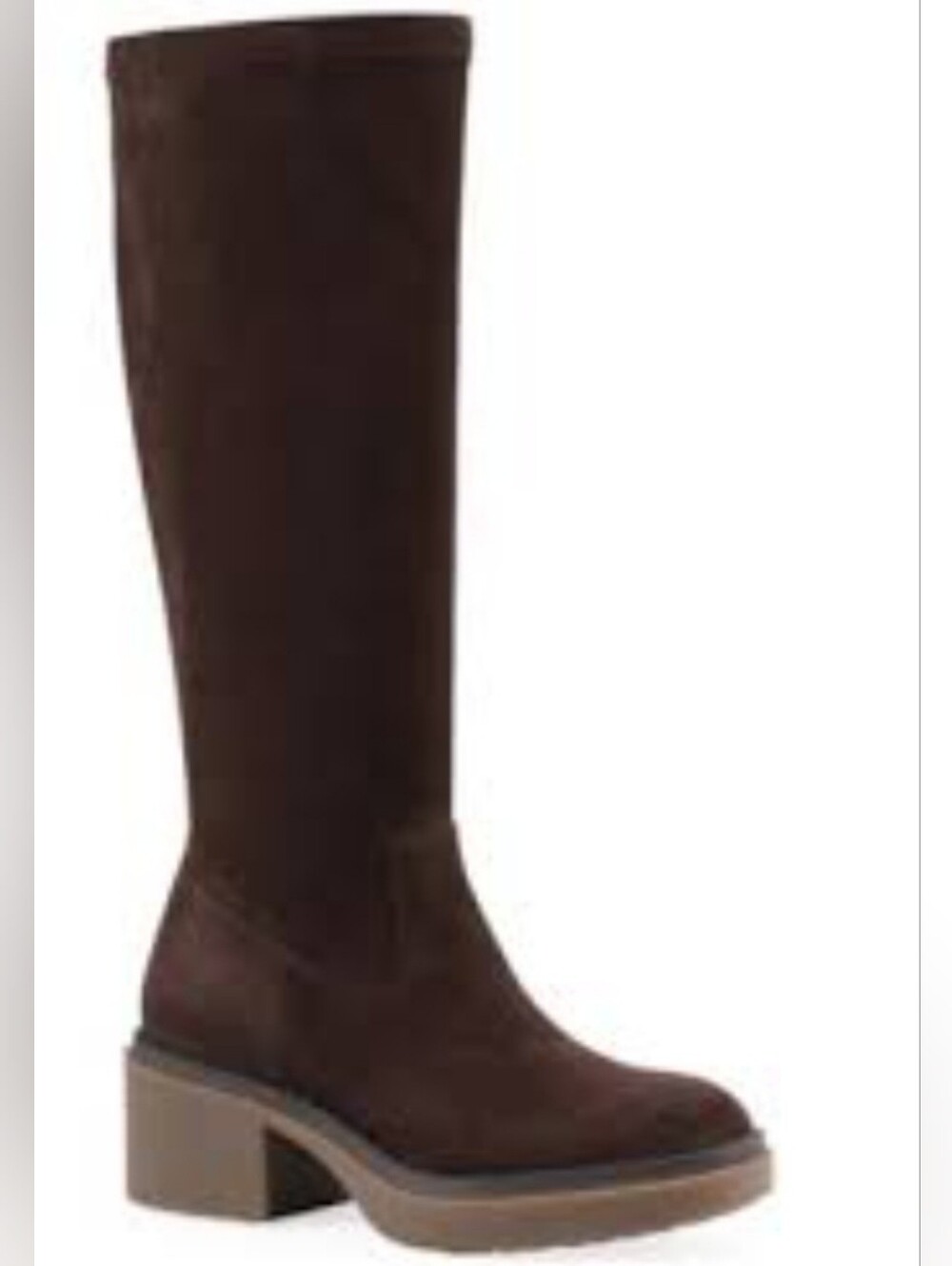 Brown Faux Suede knee high boots  by White Mountaun  Womens Tall ShaftBlock Heel